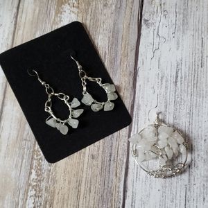 Silver wire and ice bead jewelry set